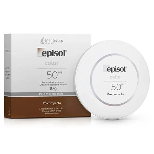 Protetor Solar Episol Color Pó Compacto FPS50 Pele Morena Mais 10g