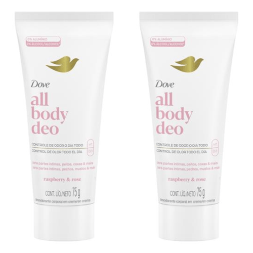 Kit com 2 Unidades de Desodorante Creme Raspberry & Rose Dove All Body Deo 75g