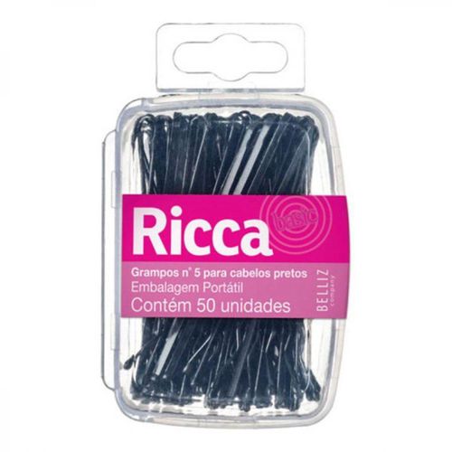Grampo Para Cabelo  Nº5 Preto Caixa Pvc C/ 50Pcs Ricca