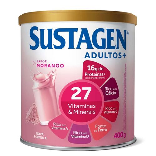 Sustagen Adultos+ Complemento Alimentar Sabor Morango 400g