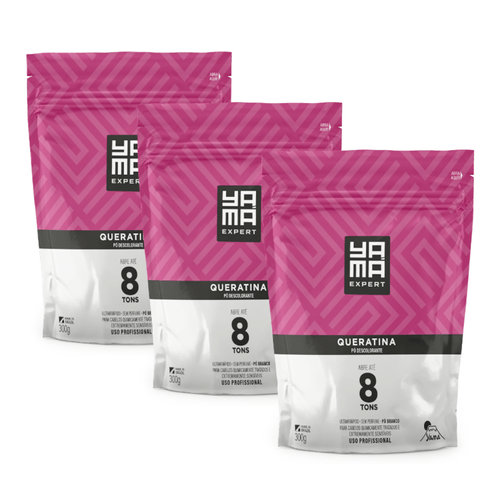 Kit Pó Descolorante Queratina Yamá Refil  300g com 3/un