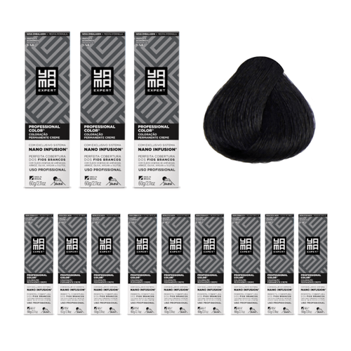 Kit C/12 Colorações Prof Color Nano 1.0 Preto - Yamá