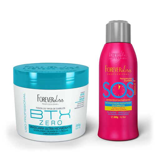 Kit Máscara Volume Zero 250G Com Reconstrutor Sos Forever Liss ÚNICO