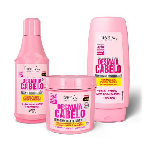 Kit Desmaia Cabelo com Shampoo, Máscara 200g e Condicionador ÚNICO
