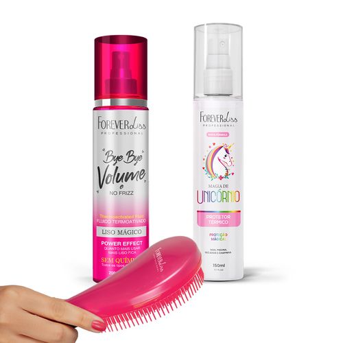 Kit Protetor Térmico Com Escova Desembaraçadora Forever Liss UNICO