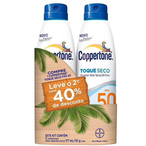Kit-Protetor-Solar-Coppertone-Toque-Seco-FPS-50-177ml-2-Unidades--Drogaria-SP-584223 Kit-Protetor-Solar-Coppertone-Toque-Seco-FPS-50-177ml-2-Unidades--Drogaria-SP-584223