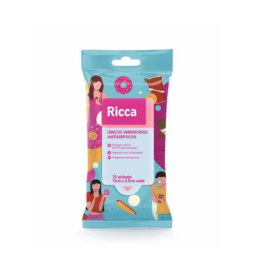 Lenços Antissepticos Ricca Azul 10 Pcs