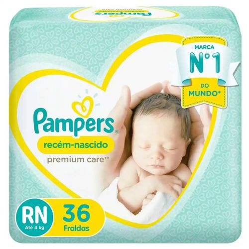Fralda Recem Nascido Premium Care ”Rn” Pampers Simples c/ 36 Unidades
