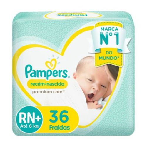 Fralda Recem Nascido ”Rn+” Pampers Simples c/ 36 Unidades