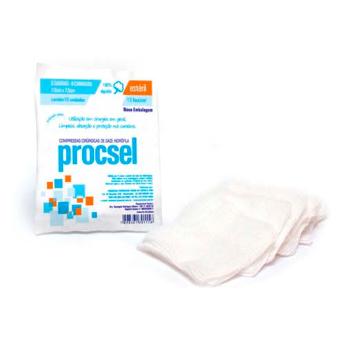 Compressa-de-Gaze-Cirurgica-Procsel-7-5x7-5cm-10-Unidades-Drogaria-SP-475343 Compressa-de-Gaze-Cirurgica-Procsel-7-5x7-5cm-10-Unidades-Drogaria-SP-475343