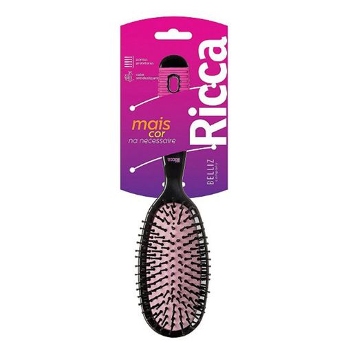 Escova Oval Ricca Gde Black & Pink 2411