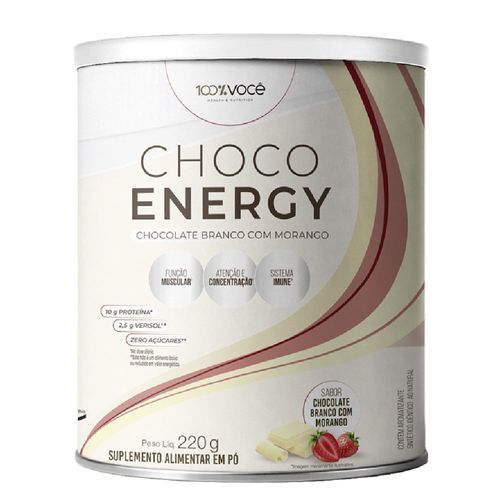 Choco Energy Chocolate Branco com Morango 100% Você 220g