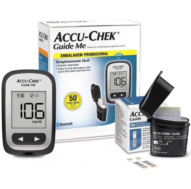 Accu-Chek Guide Me Medidor de Glicose com 50 tiras