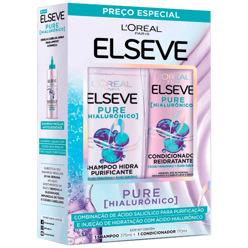Shampoo 375ml + Condicionador 170ml Elseve Pure Hialurônico