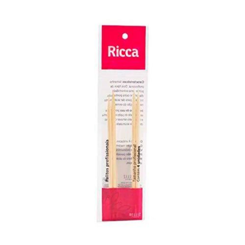 Palito de Madeira Para Manicure Ricca Com 4 Unidades