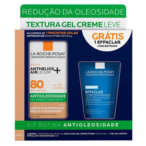 La Roche Posay Rotina Antioleosidade Kit - Protetor Solar Facial com Cor FPS80 + Gel de Limpeza Facial Kit