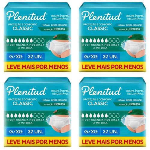 Kit com 4 Unidades de Roupa Íntima Plenitud Classic G-XG Com 32 Unidades cada