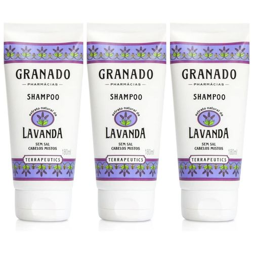 Kit com 3 Unidades de Shampoo Terrapeutics Lavanda Granado 180ml