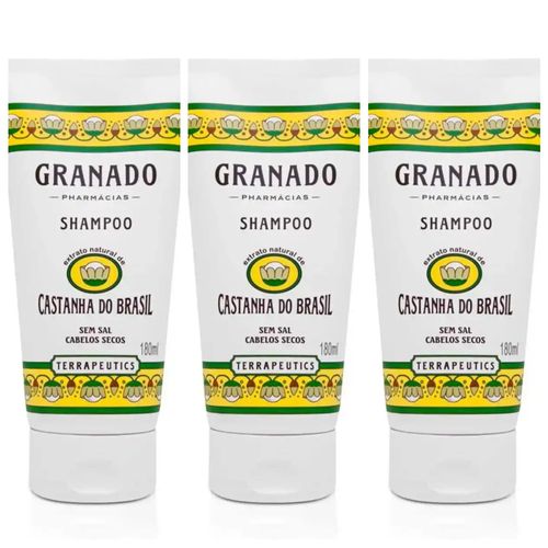 Kit com 3 Unidades de Shampoo Granado Terrapeutics Castanha do Brasil 180ml