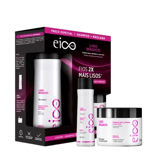 Kit Eico Pro Liso Mágico - Shampoo 300ml + Máscara 300g NULO