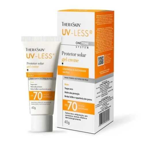 Kit com 2 Unidades de Theraskin Uv-Less Protetor Solar Gel Creme sem Cor Fps70 40G