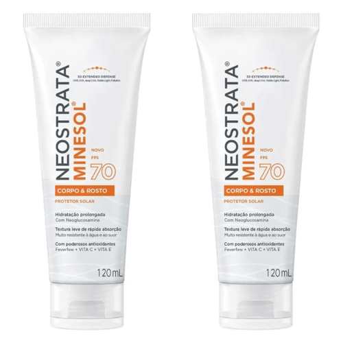 Kit com 2 Unidades de Protetor Solar Neostrata Minesol Corpo E Rosto Fps70 120ml