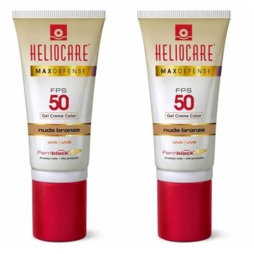 Kit com 2 Unidades de Protetor Solar Heliocare Gel Max Defense Nude Bronze FPS50 50gr