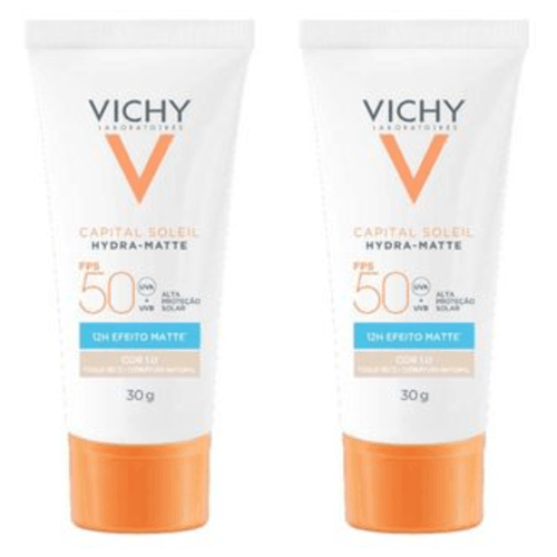 Kit com 2 Unidades de Protetor Solar Hidratante Vichy Capital Soleil Hydra-Matte FPS50