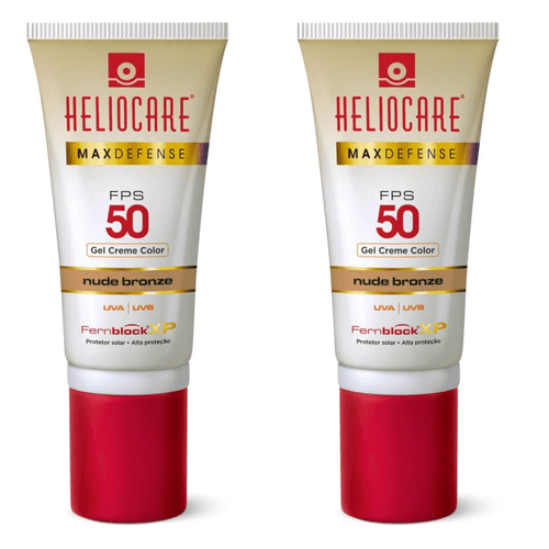 Kit com 2 Unidades de Protetor Solar FPS50 Heliocare Max Defense Nude Light 50G