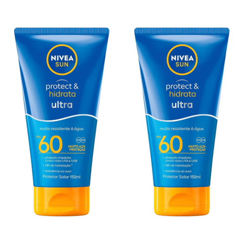 Kit com 2 Unidades de Protetor Solar NIVEA FPS60 com Proteção e Hidratação para Uso Diário 150ml