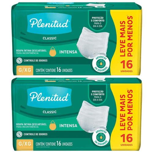 Kit com 2 Unidades de Roupas Íntimas Descartáveis Plenitud Classic Tamanho G/XG com 16 Unidades cada