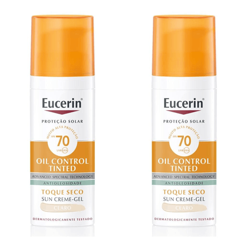 Kit com 2 Unidades de Protetor Solar Facial Eucerin Sun Oil Control Tinted Claro FPS70 50g