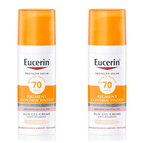 Kit com 2 Unidades de Protetor Solar Facial Eucerin Pigment Control Tinted Claro FPS70 50ml