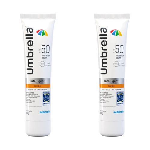 Kit com 2 Unidades de Protetor Solar Facial Fluido Intelligent FPS 50 Umbrella 50g