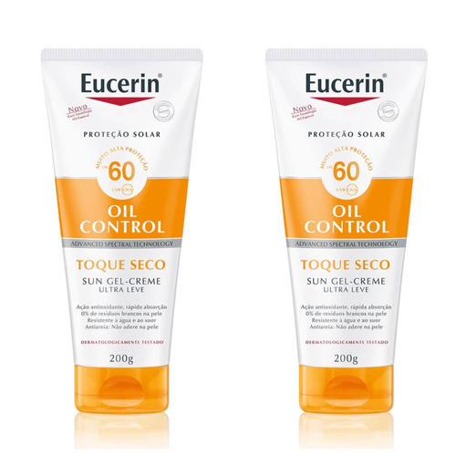 Kit com 2 Unidades de Protetor Solar Eucerin Sun Gel-Creme Oil Control Toque Seco FPS-60 200g