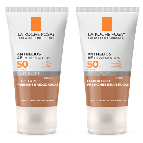 Kit com 2 Unidades de Protetor Solar anti-idade Cor Morena FPS 50 La Roche Posay 40g