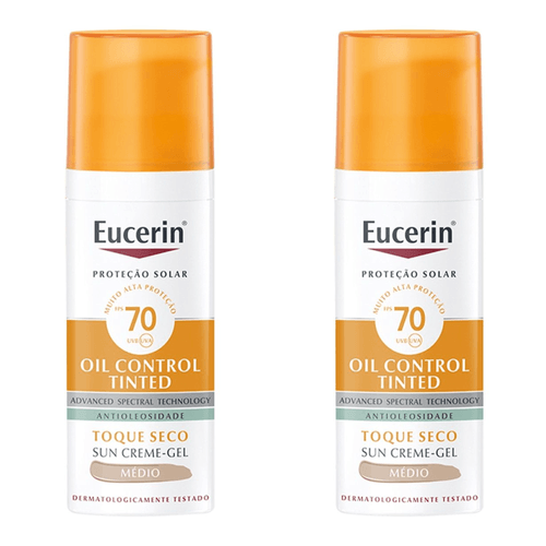 Kit com 2 Unidades de Protetor Solar Facial Eucerin Sun Oil Control Tinted Médio FPS70 50g