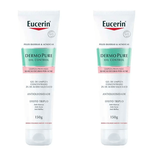 Kit com 2 Unidades de Gel de Limpeza Profunda Eucerin Dermo Pure Oil Control Com 150g