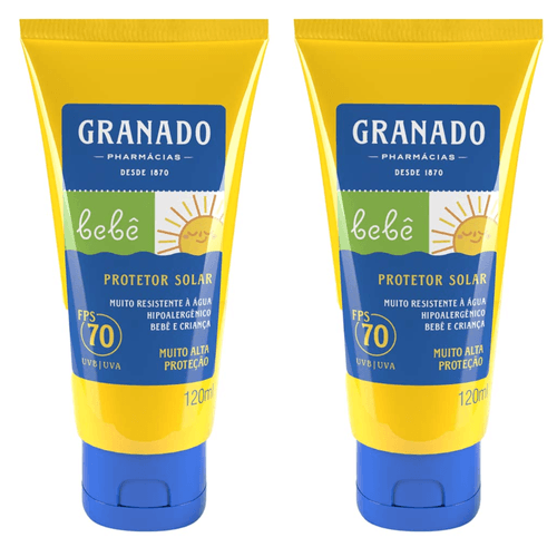 Kit com 2 Unidades de Granado Protetor Solar Bebê FPS70 120ml