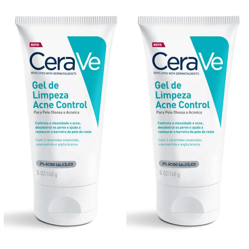 Kit com 2 Unidades de Gel De Limpeza Cerave Control Acne 140g