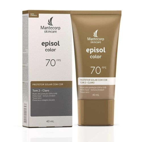 Kit com 2 Unidades de Episol Color Protetor Solar 40ml FPS70 Tom 1 Extra Claro