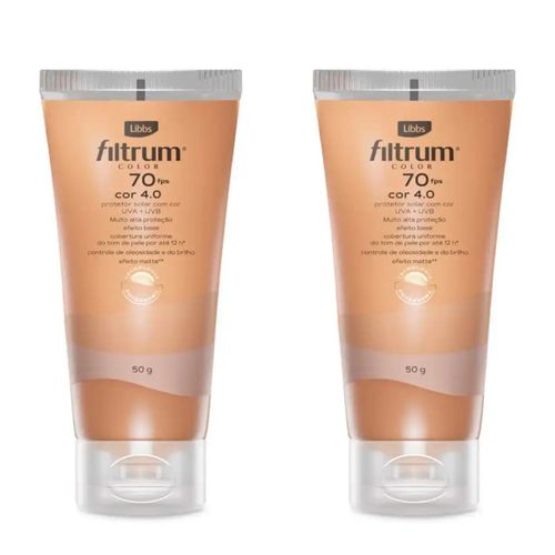 Kit com 2 Unidades de Filtrum Color Protetor Solar Cor 4.0 FPS70 50g