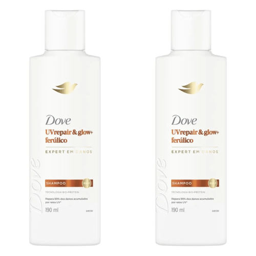 Kit com 2 Unidades de Dove Shampoo Uv Repair & Glow + Ferúlico 190ml