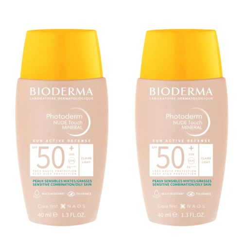 Kit com 2 Unidades de Bioderma Protetor Solar Facial Photoderm Nude Touch FPS50+ Claro 40ml
