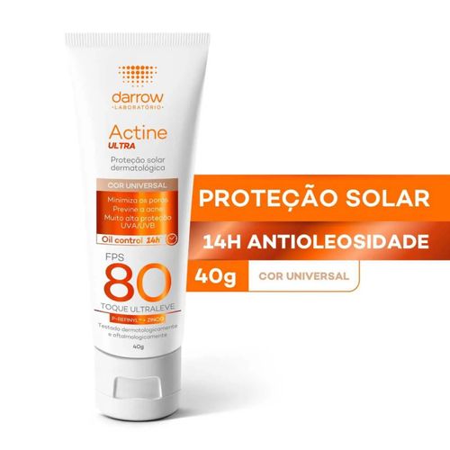 Kit com 2 Unidades de Actine Ultra Protetor Solar 40gr FPS80 Cor Universal