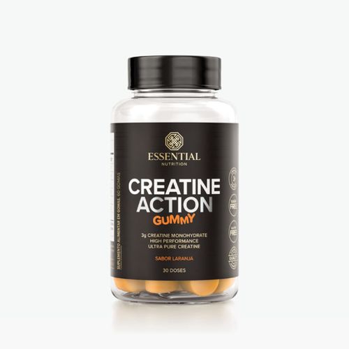 Creatine Action Gummy Laranja Essential Nutrition 60 Gomas