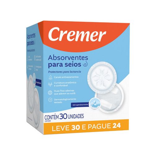 Absorvente Para Seios Cremer Toque Suave 30 Unidades