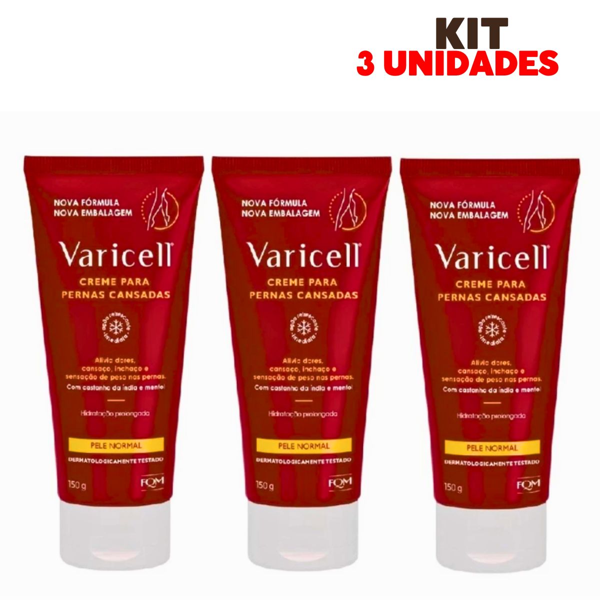 Varicell Creme Para Pernas Cansadas Pele Normal Kit 3 de 150g Cada