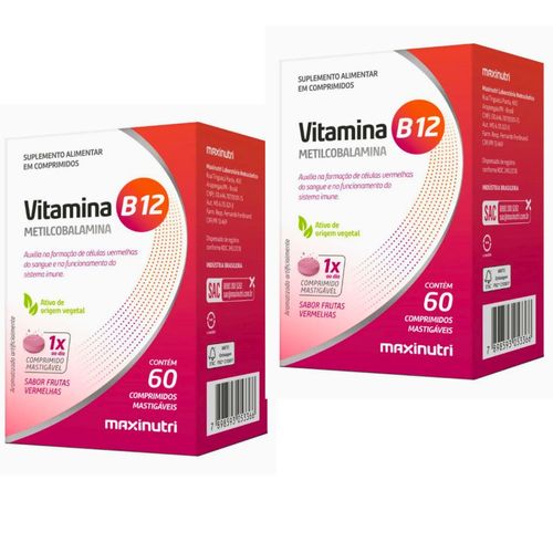 Vitamina B12 Metilcobalamina Mastigáveis Nutri 60cp Kit  com 2