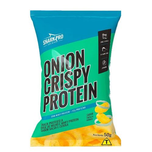 Salgadinho Snack Proteico Shark Pro 50g Onion Crisp Protein Sabor Salsa e Cebola